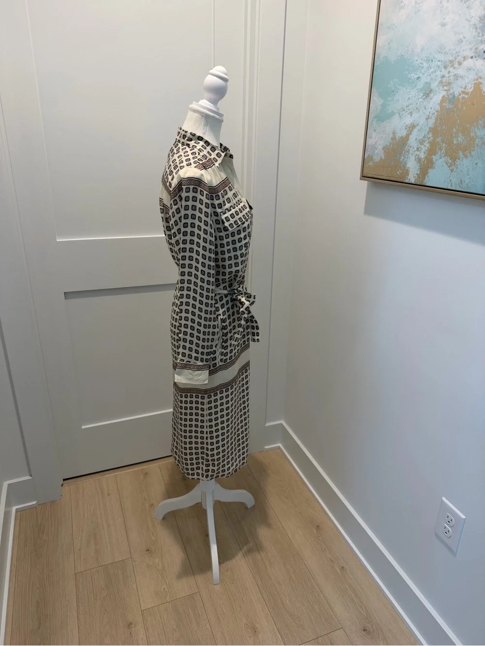 NEW J. Crew Tie-waist shirt-dress in foulard print size 0 CN920